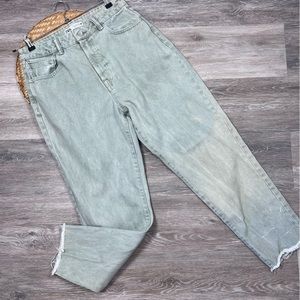 Zara green washed mom jeans high waisted